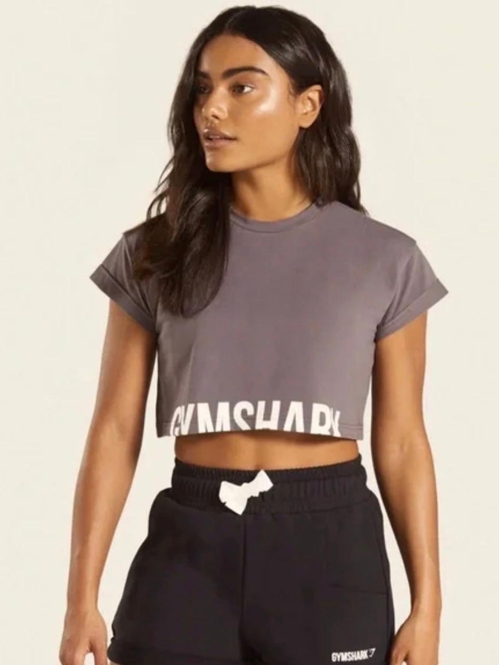 Gymshark Gray Cropped Logo Tee